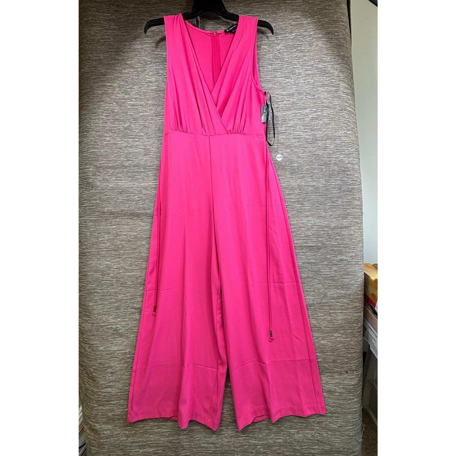 Inc International Concepts Jumpsuit Womens 12 Pink Sleeveless V Neck Wide Leg